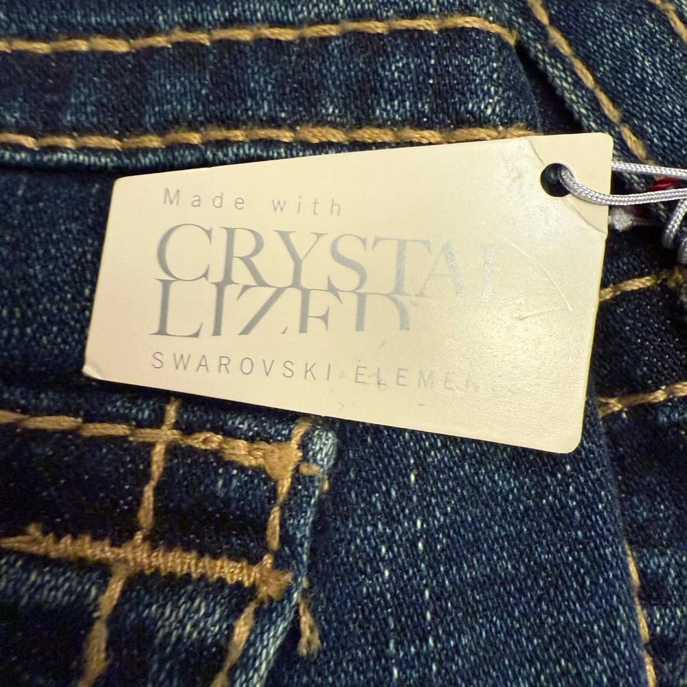 True Religion Disco Billy Big T Crystal Jeans Size 31 Dark Durango NWT. VINTAGE - Picture 4 of 7
